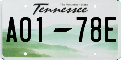 TN license plate A0178E