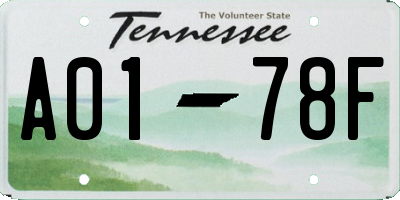 TN license plate A0178F