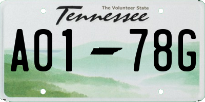 TN license plate A0178G