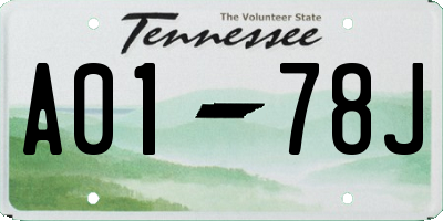 TN license plate A0178J