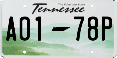 TN license plate A0178P