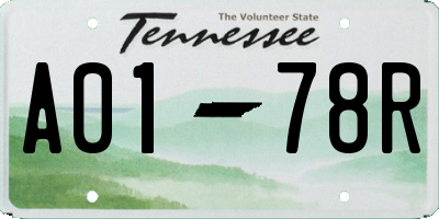 TN license plate A0178R