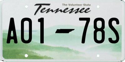 TN license plate A0178S