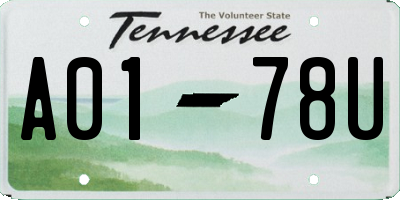 TN license plate A0178U