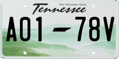 TN license plate A0178V