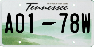 TN license plate A0178W