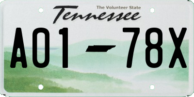 TN license plate A0178X