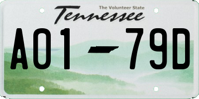 TN license plate A0179D