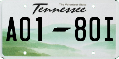TN license plate A0180I