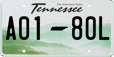 TN license plate A0180L