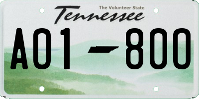 TN license plate A0180O