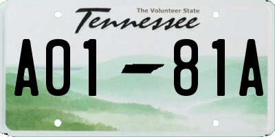 TN license plate A0181A