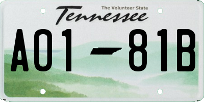 TN license plate A0181B