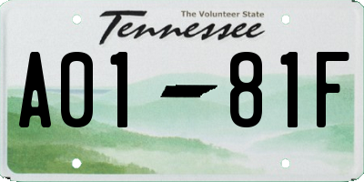 TN license plate A0181F