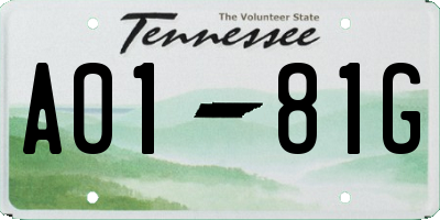 TN license plate A0181G