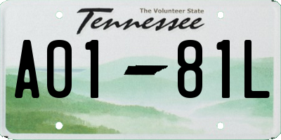 TN license plate A0181L