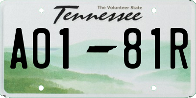 TN license plate A0181R