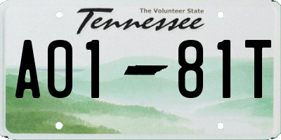 TN license plate A0181T