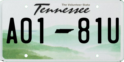 TN license plate A0181U