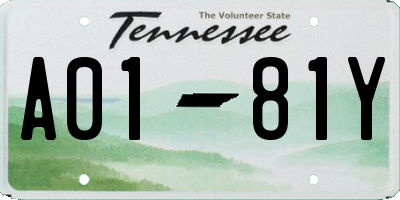 TN license plate A0181Y