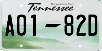 TN license plate A0182D