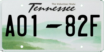 TN license plate A0182F