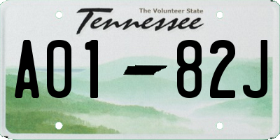 TN license plate A0182J