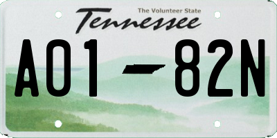 TN license plate A0182N