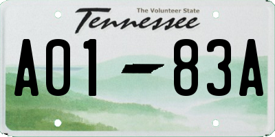 TN license plate A0183A
