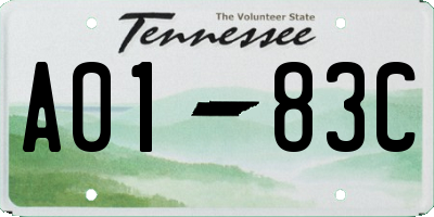 TN license plate A0183C