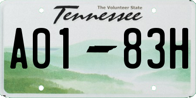 TN license plate A0183H