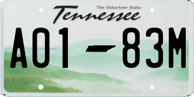 TN license plate A0183M