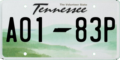 TN license plate A0183P