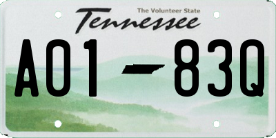 TN license plate A0183Q