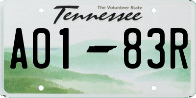 TN license plate A0183R