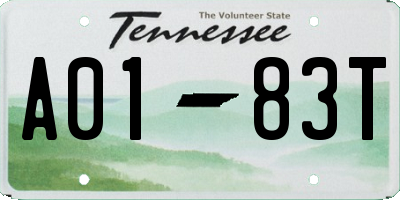 TN license plate A0183T