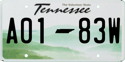 TN license plate A0183W