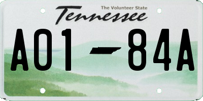 TN license plate A0184A