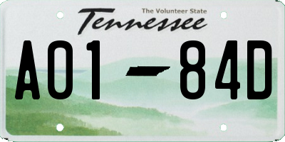 TN license plate A0184D