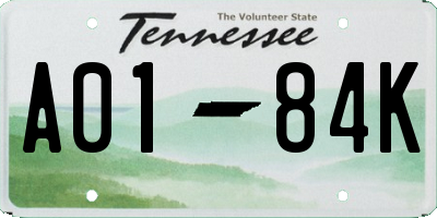 TN license plate A0184K