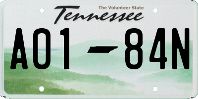 TN license plate A0184N