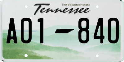 TN license plate A0184O