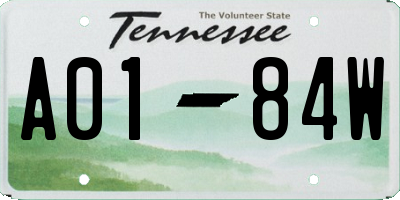 TN license plate A0184W