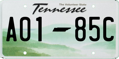 TN license plate A0185C