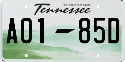 TN license plate A0185D