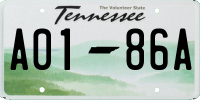 TN license plate A0186A