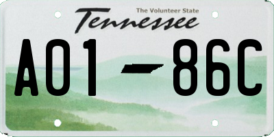 TN license plate A0186C