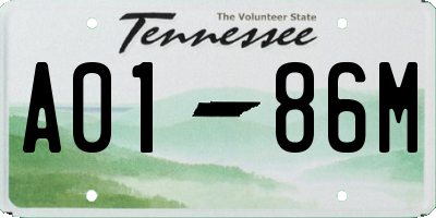 TN license plate A0186M