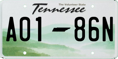 TN license plate A0186N