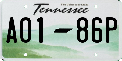 TN license plate A0186P
